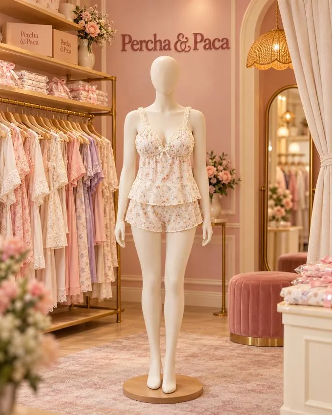 Babydoll floral en la vitrina de Percha & Paca
