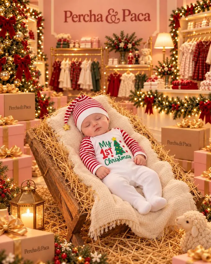 Set de 3 monos · My 1st Christmas en la vitrina de Percha & Paca