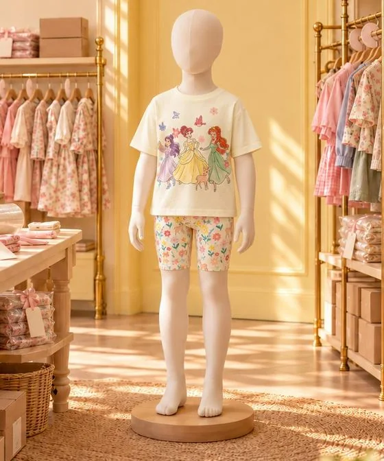 Conjunto de princesas en la vitrina de Percha & Paca