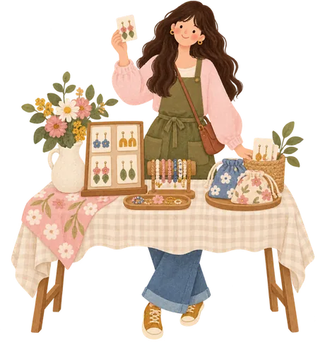 Ilustración de emprendedora de bisutería
