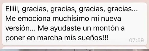 Mensaje de una clienta