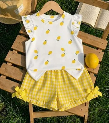 Foto original de Blusa de limones y short a cuadros