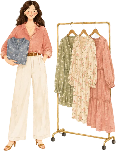 Ilustración de emprendedora de ropa