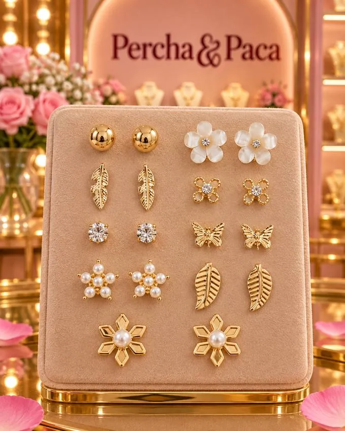 Set 9 pares de botón en la vitrina de Percha & Paca
