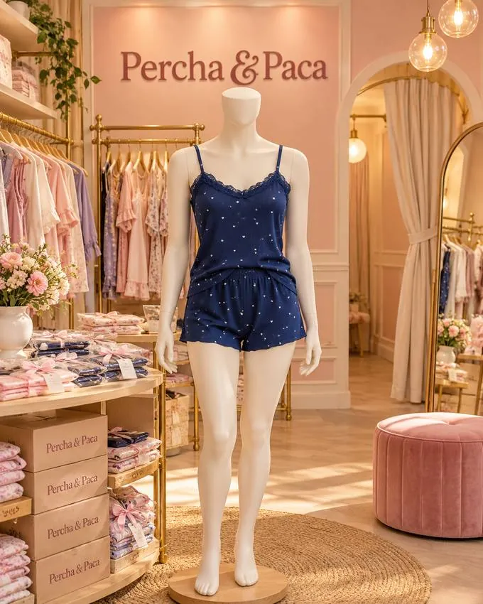 Set azul de corazones en la vitrina de Percha & Paca