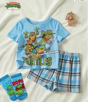 Foto original de Tortugas Ninja con short a cuadros