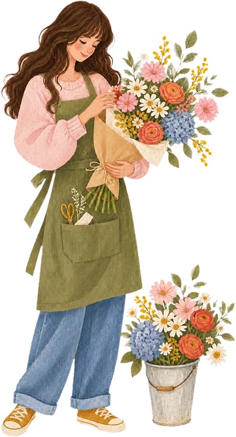 Ilustración de emprendedora florista