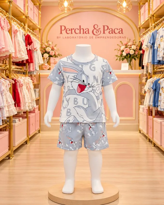 Bugs Bunny gris con short en la vitrina de Percha & Paca