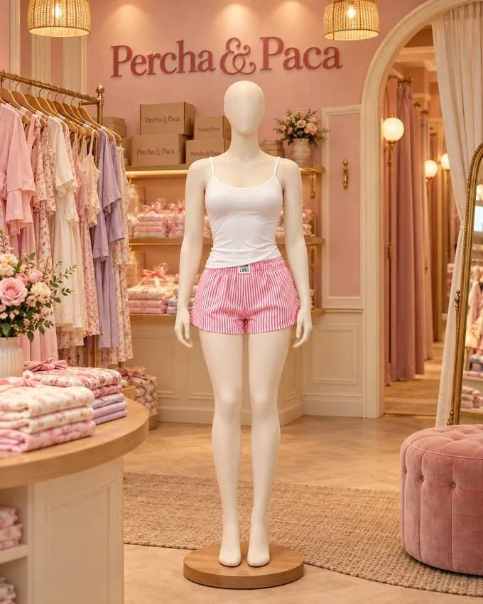 Set de rayitas rosado en la vitrina de Percha & Paca
