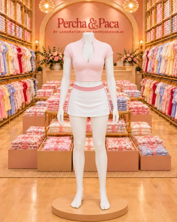 Set de polo con cierre y falda short en la vitrina de Percha & Paca